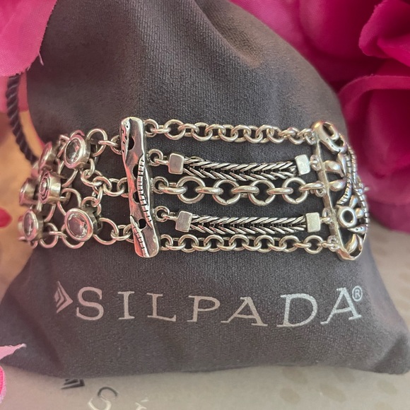 Silpada Cubic Zirconia Sterling Silver ‘CAVALIER’ Bracelet B2711 - Picture 6 of 17